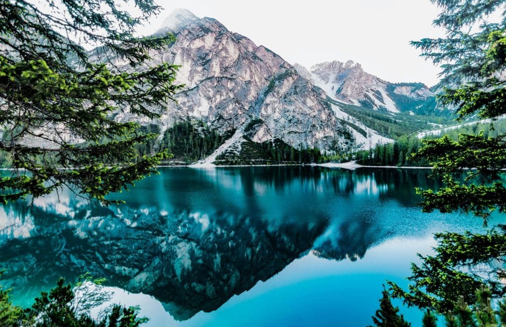 A lake in the Alps during the summer