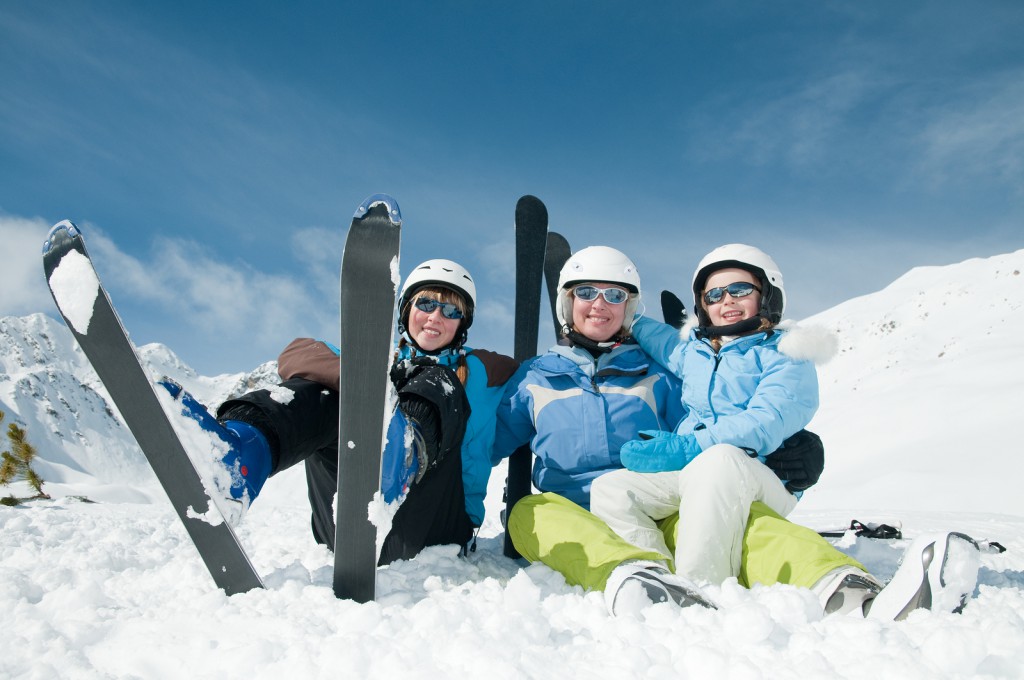 Happy family on ski