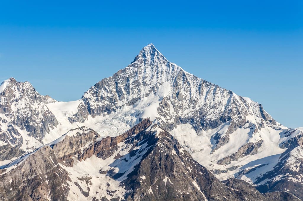 Snow Mountain Range At Alps Region, Switzerland