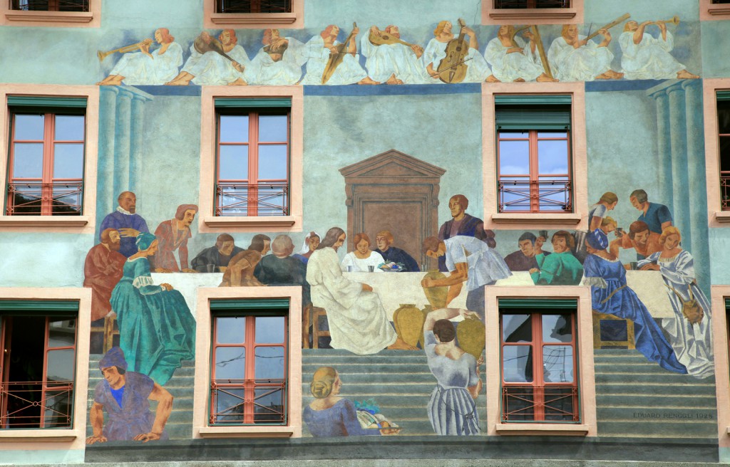 Old Fresco On Medieval Building In Lucern, Switzerland