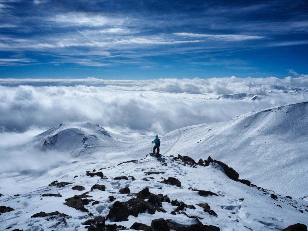 skier on top of mountain