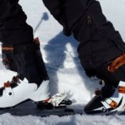 ski boots in the snow