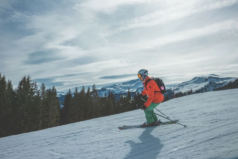 skier on blue run