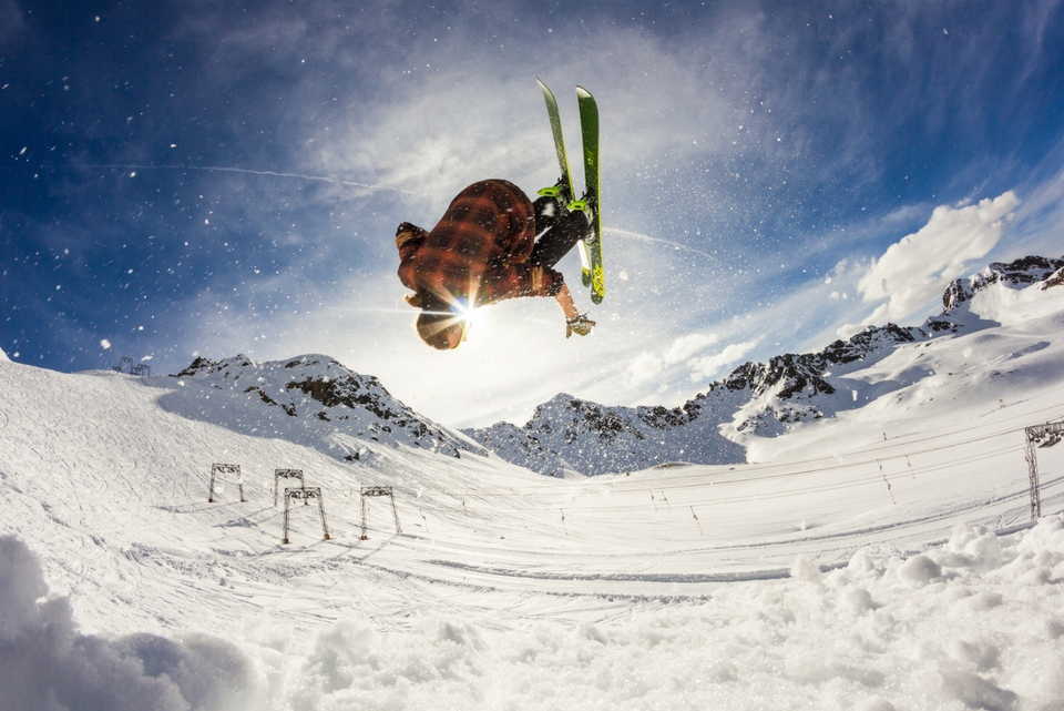 skier on jump at resort