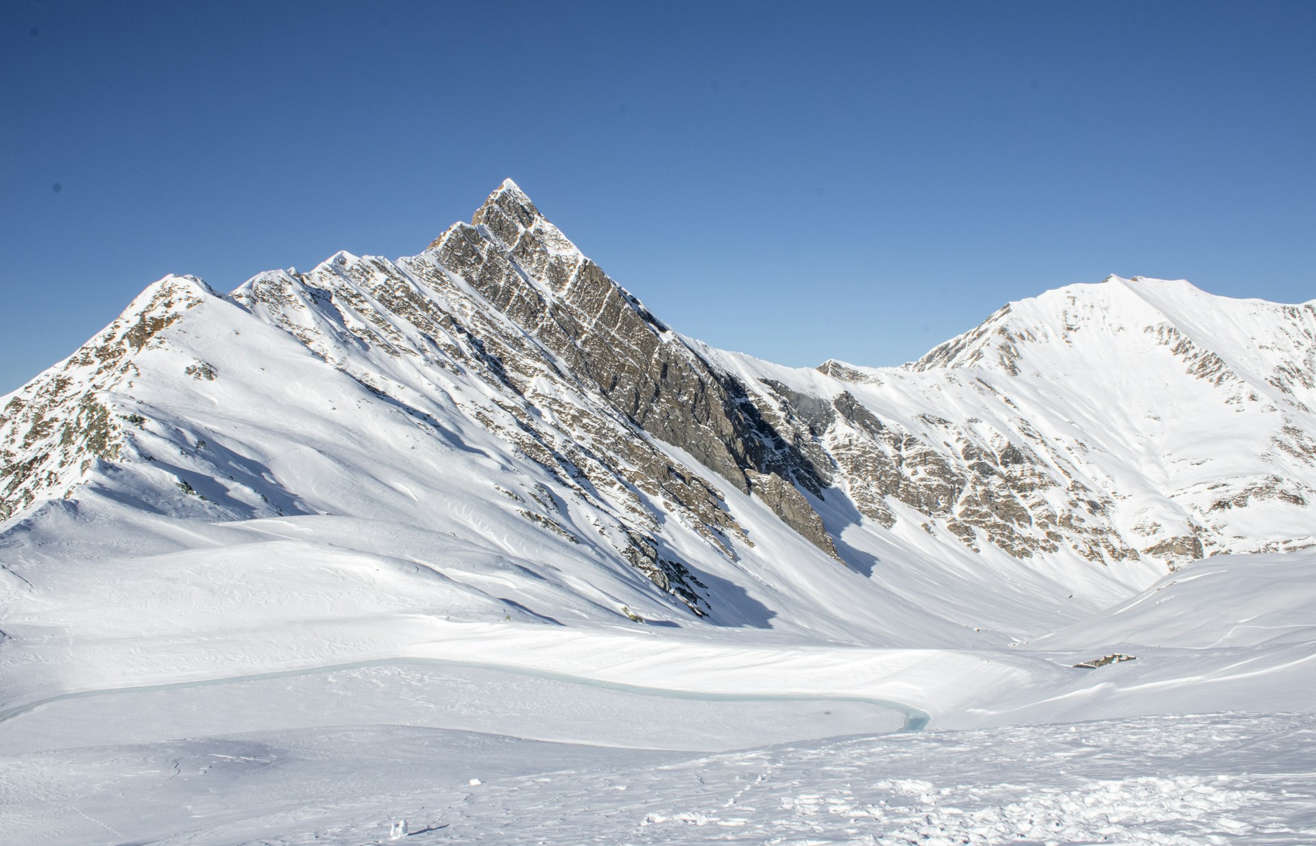 Snowcapped mountains of Pitztal Glacier, Tirol ski area