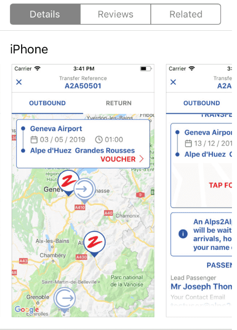 An image of the app's map page