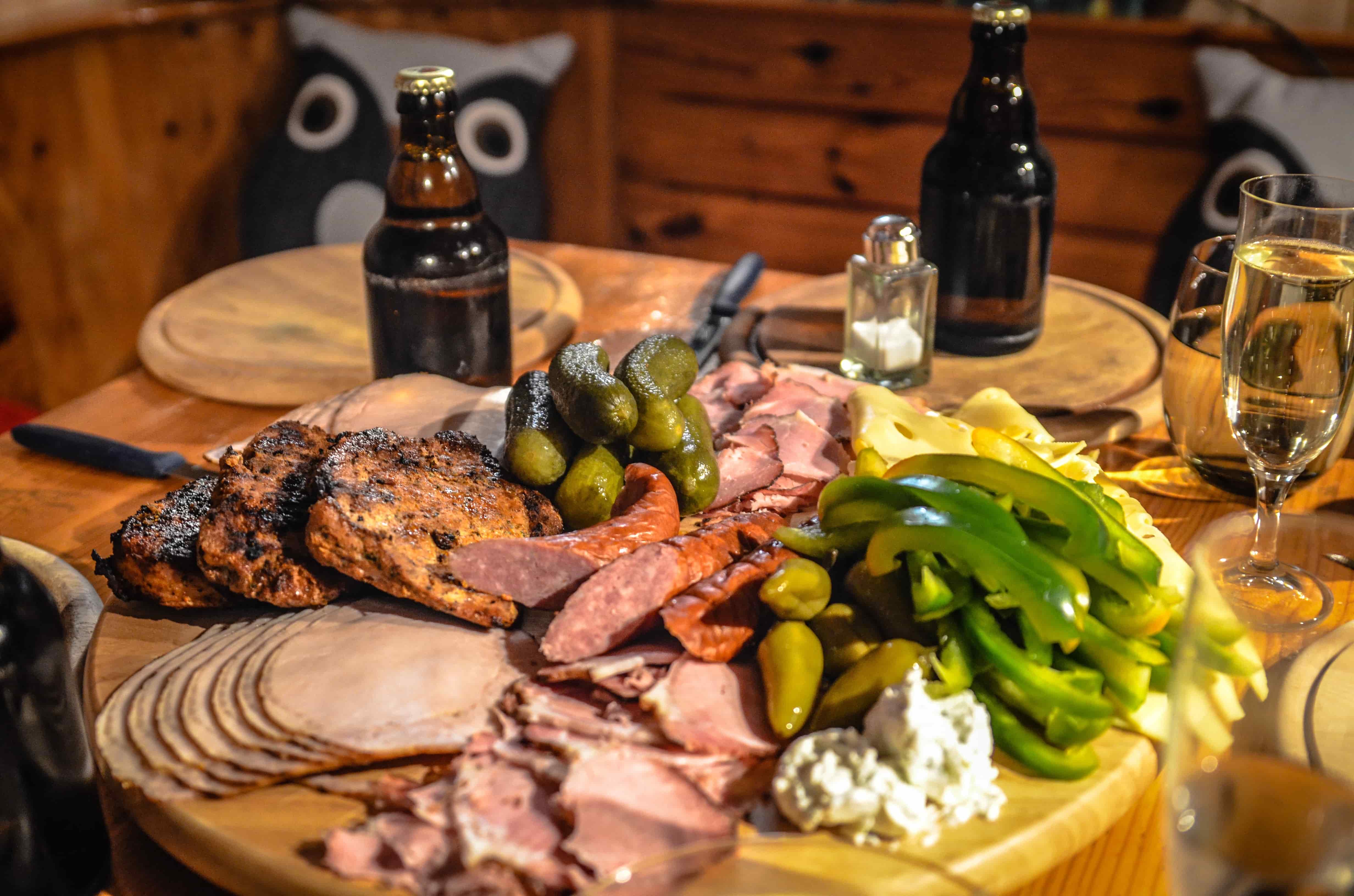 Food platter at an Alpine restaurant 