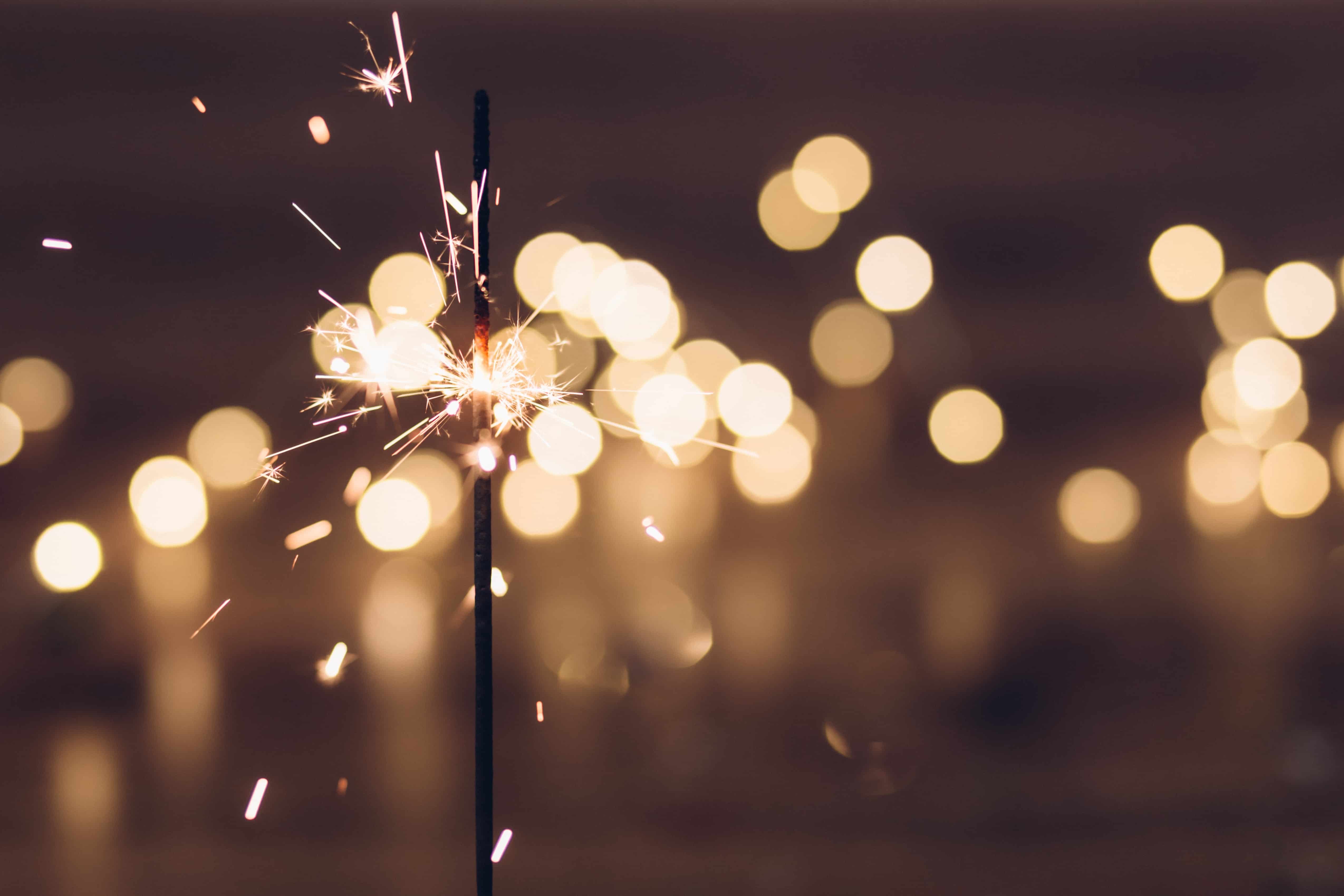 Fireworks and sparkler for new year's eve in the Alps